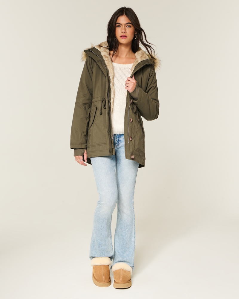 faux fur lined coat