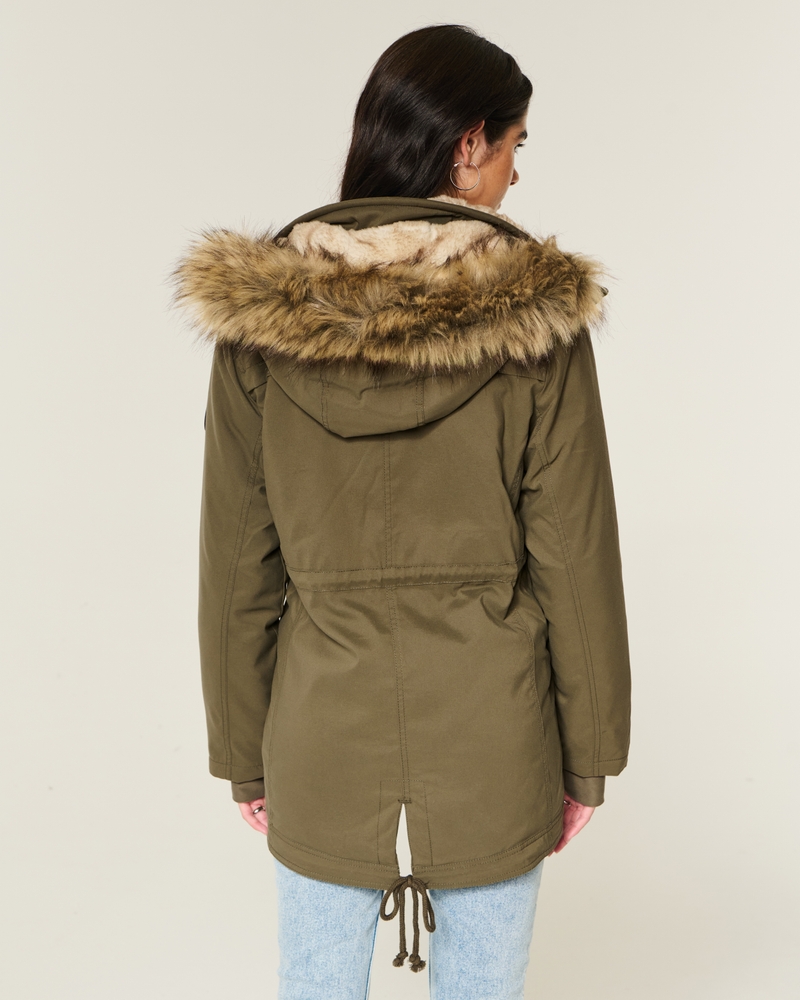 faux fur lined coat