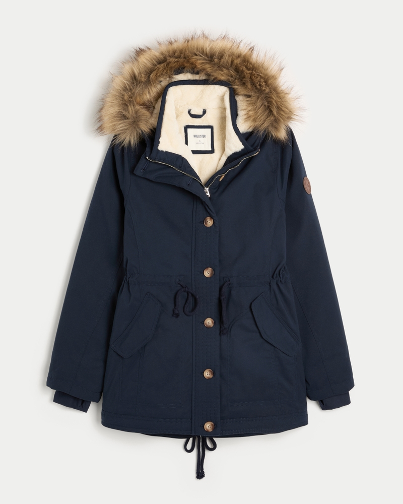 faux fur lined coat