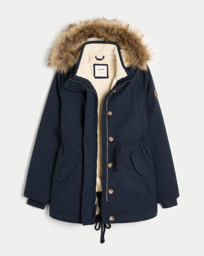 faux fur lined coat