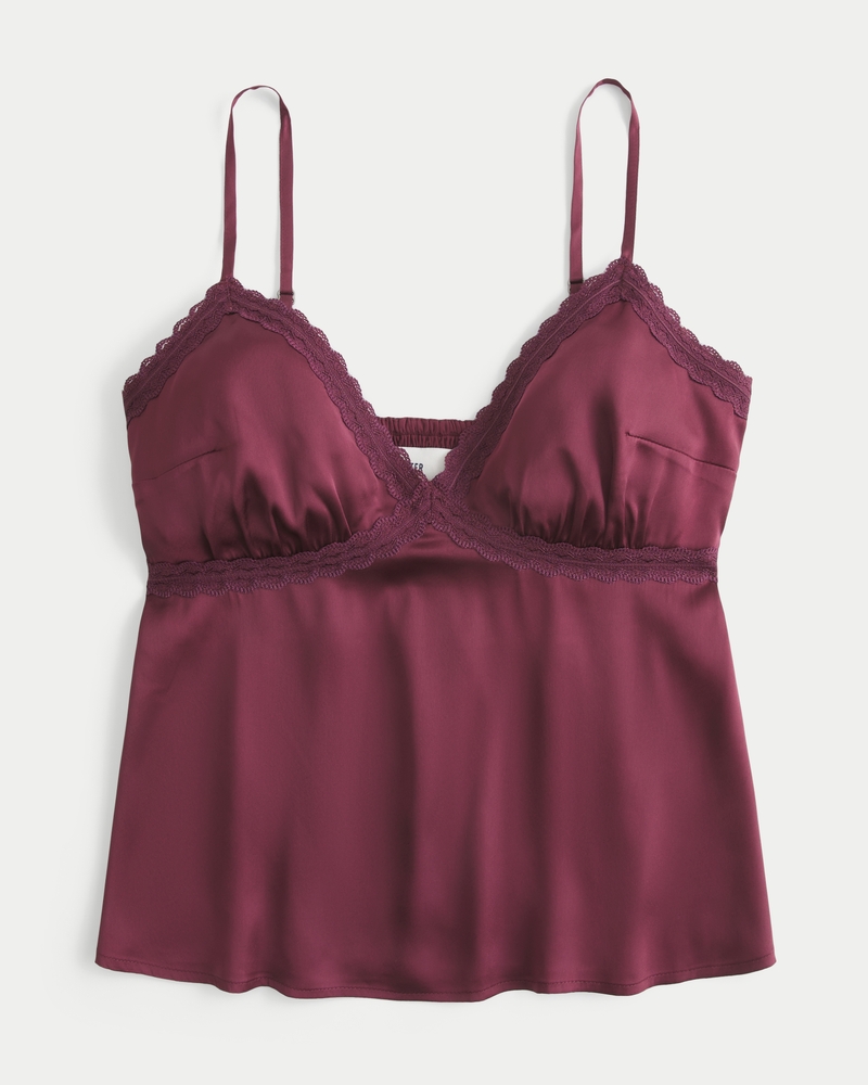 casual lace-trimmed satin camisole