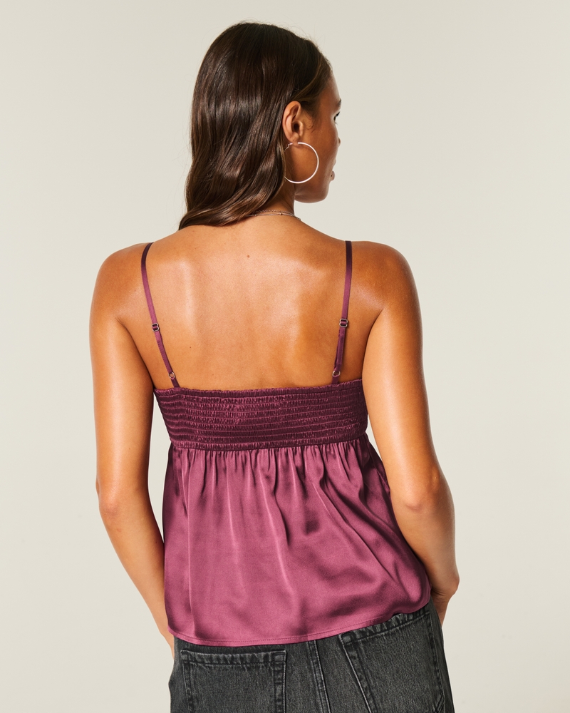 casual lace-trimmed satin camisole
