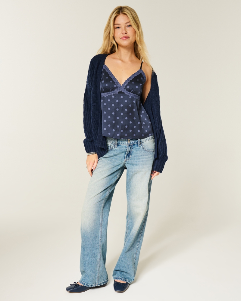 casual lace-trimmed satin camisole