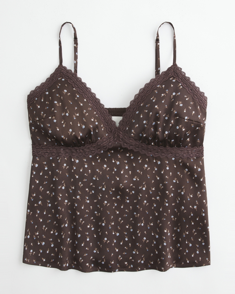casual lace-trimmed satin camisole