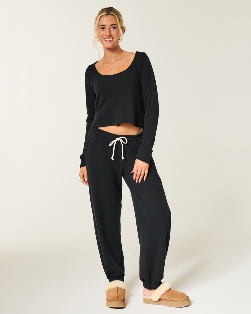 gilly hicks always cozy waffle knit pocket style running pants