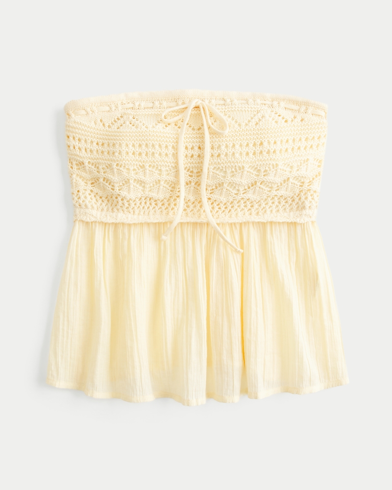 casual strapless crochet style blended top