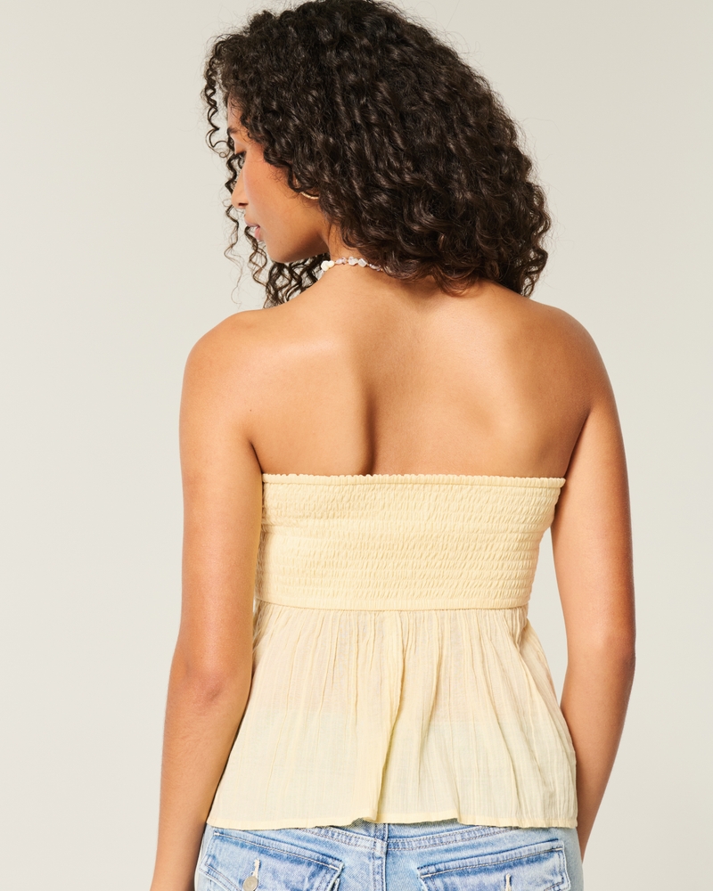 casual strapless crochet style blended top