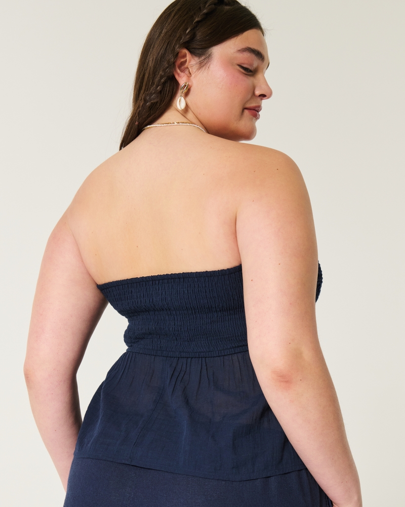 casual strapless crochet style blended top
