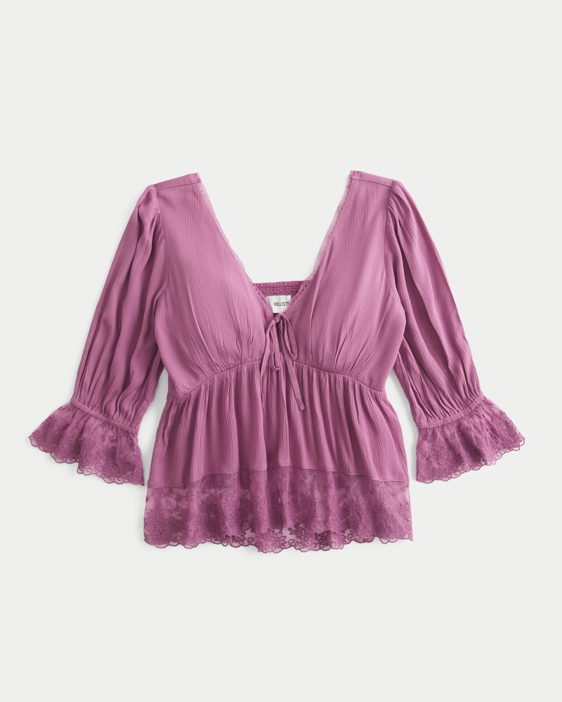 three-quarter sleeve babydoll top