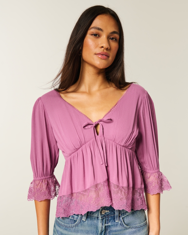 three-quarter sleeve babydoll top