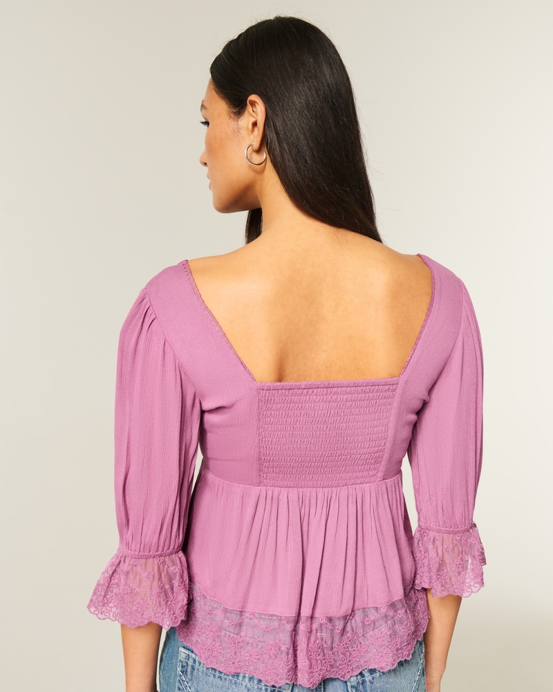 three-quarter sleeve babydoll top