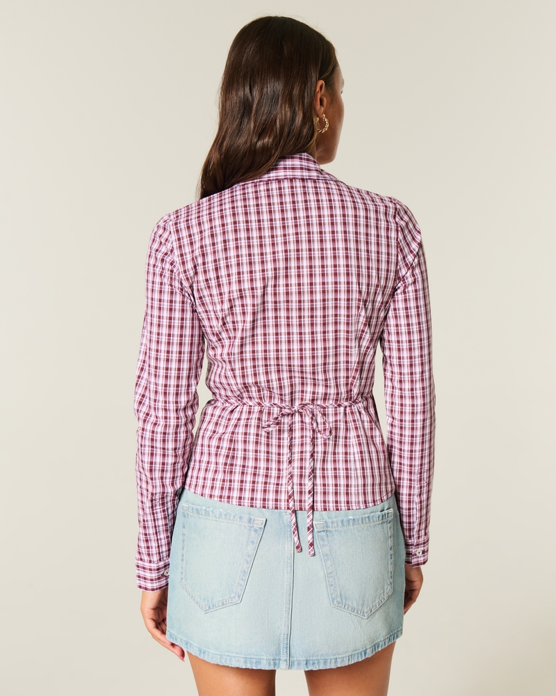 swallowtail style elastic poplin shirt