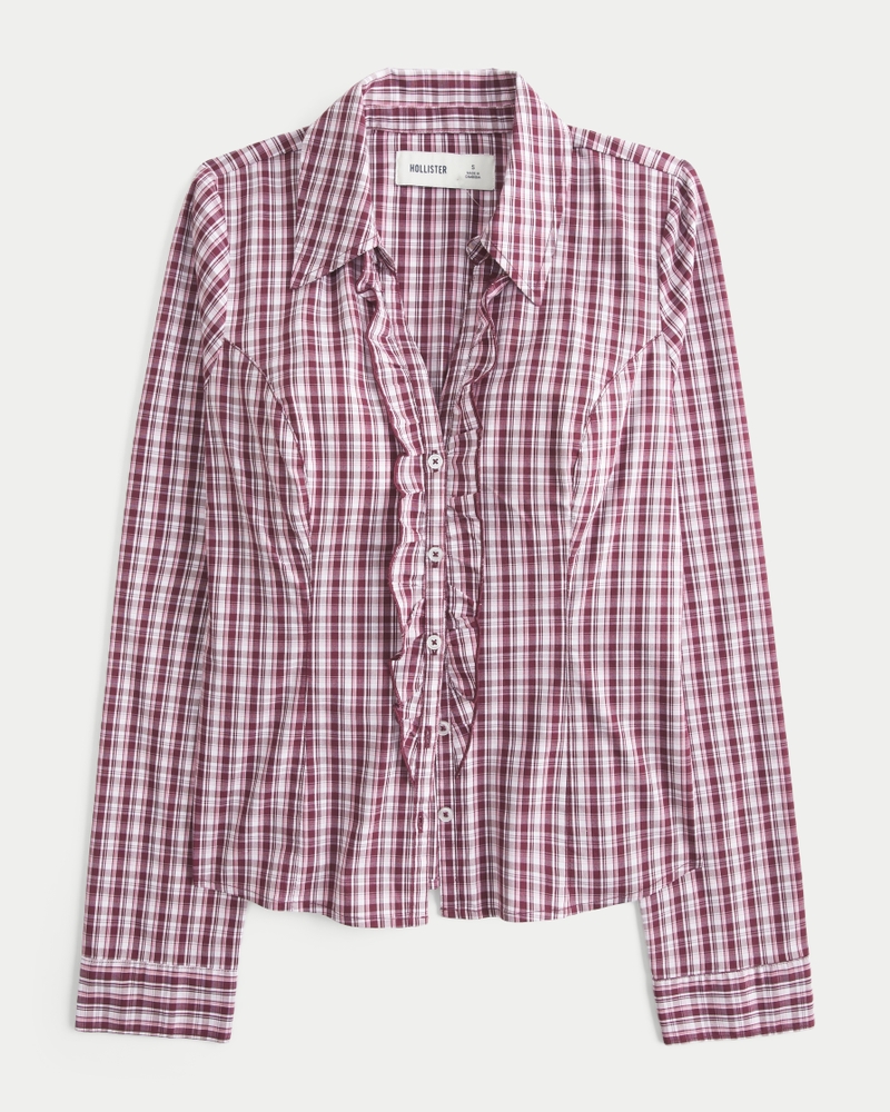 swallowtail style elastic poplin shirt