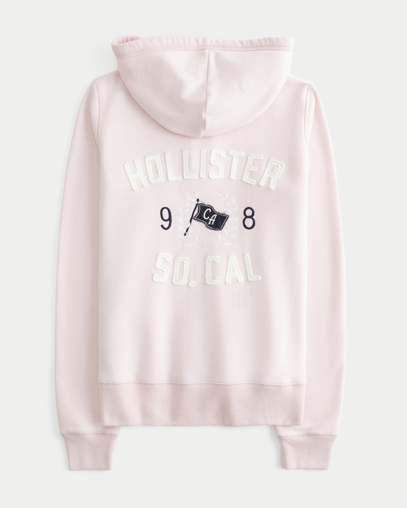logo pattern zip-up hoodie