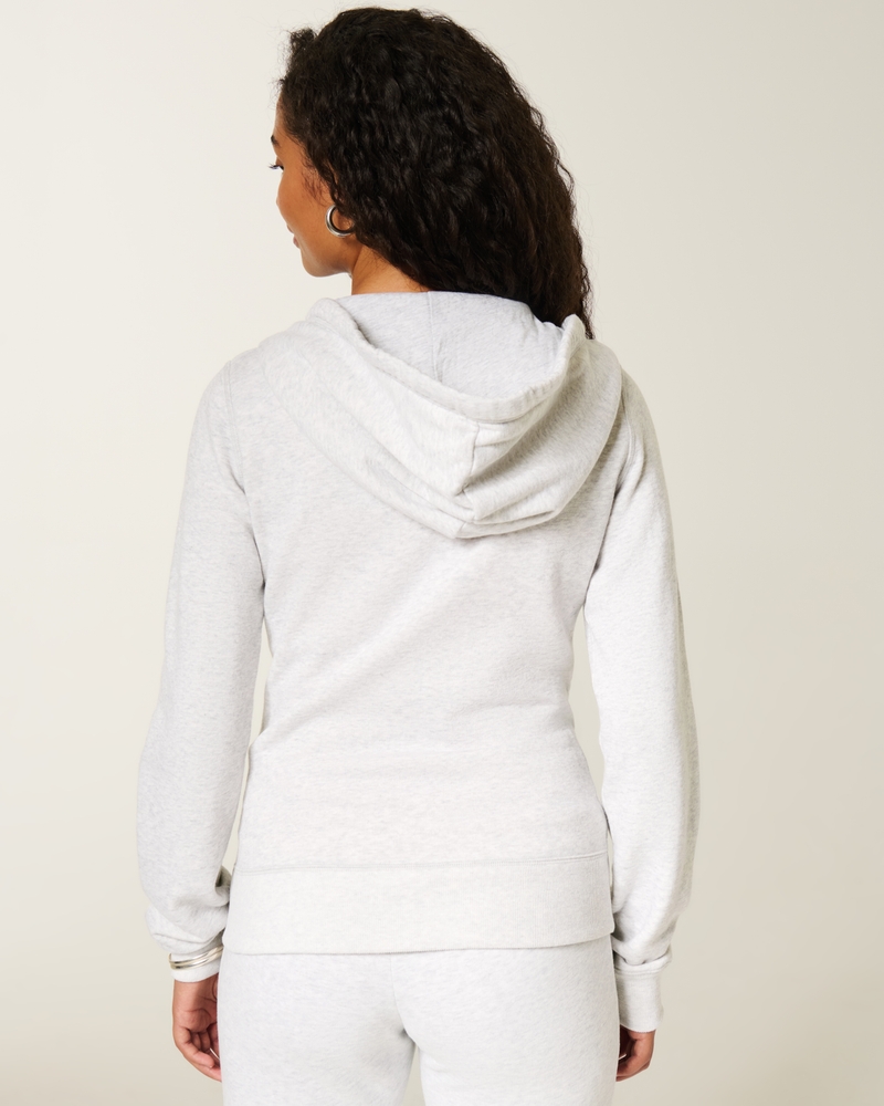 logo pattern zip-up hoodie