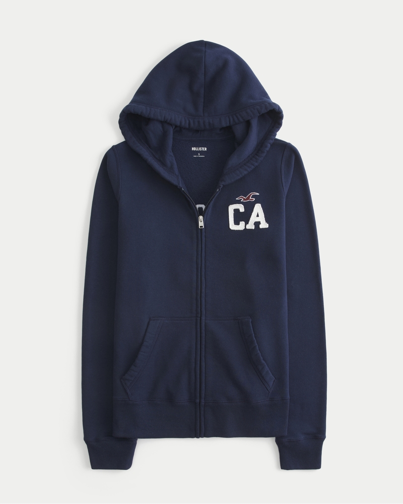 logo pattern zip-up hoodie