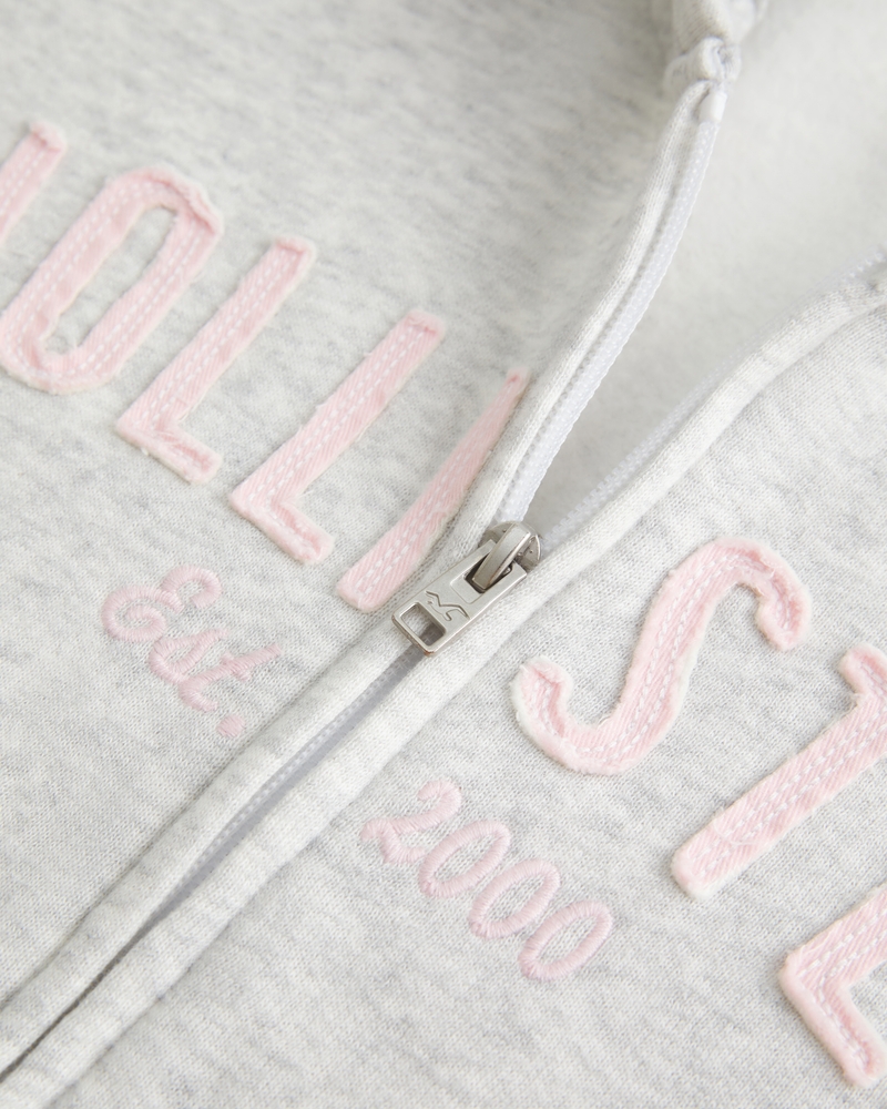 logo pattern zip-up hoodie