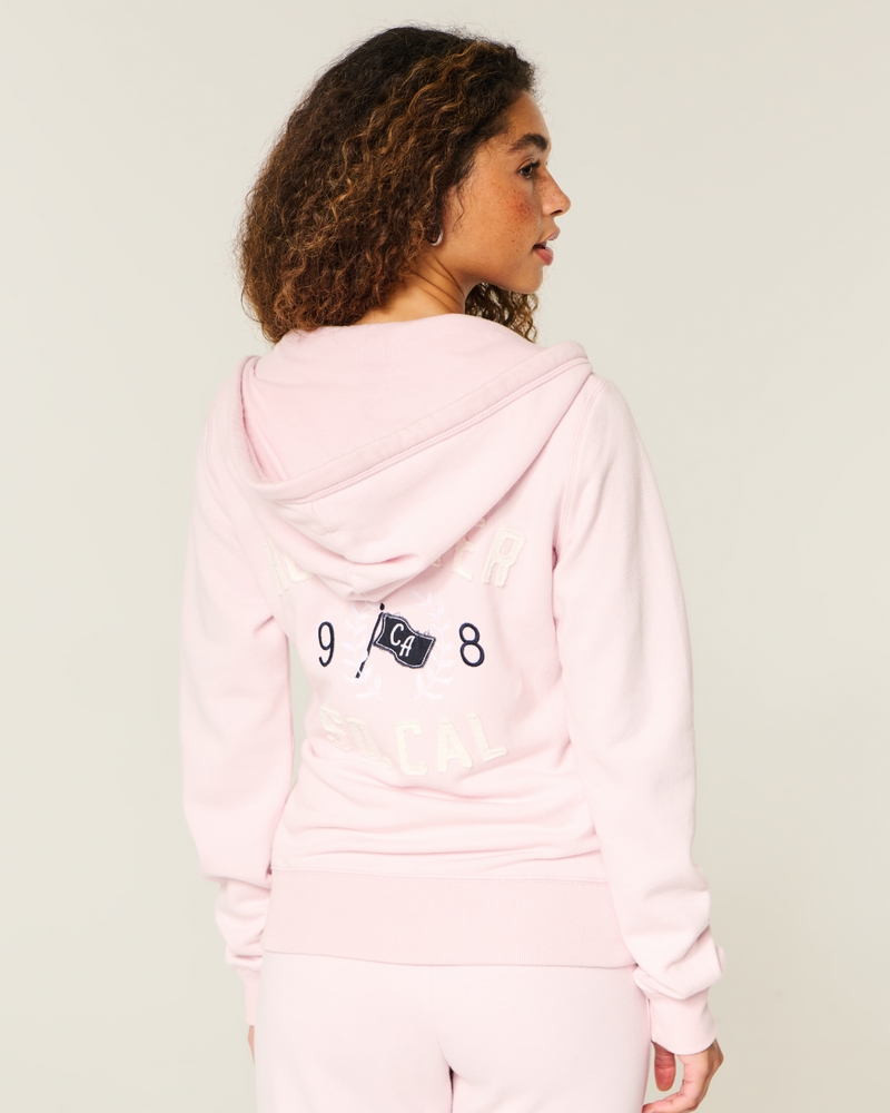 logo pattern zip-up hoodie