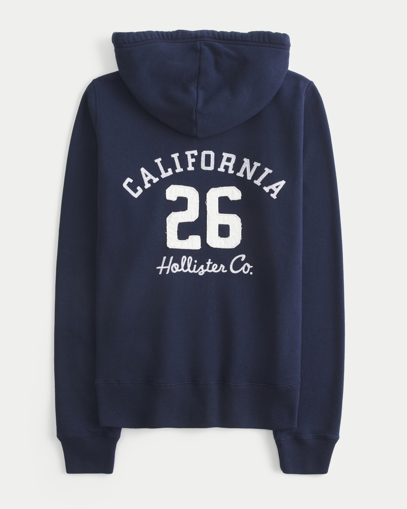 logo pattern zip-up hoodie