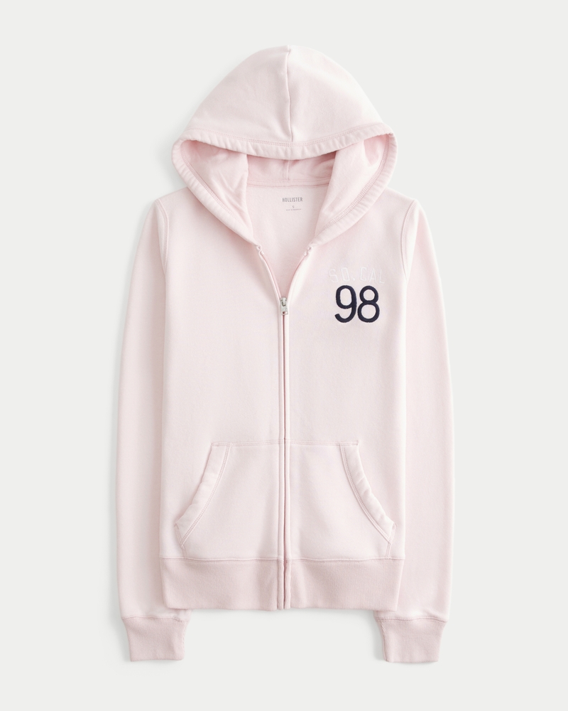 logo pattern zip-up hoodie