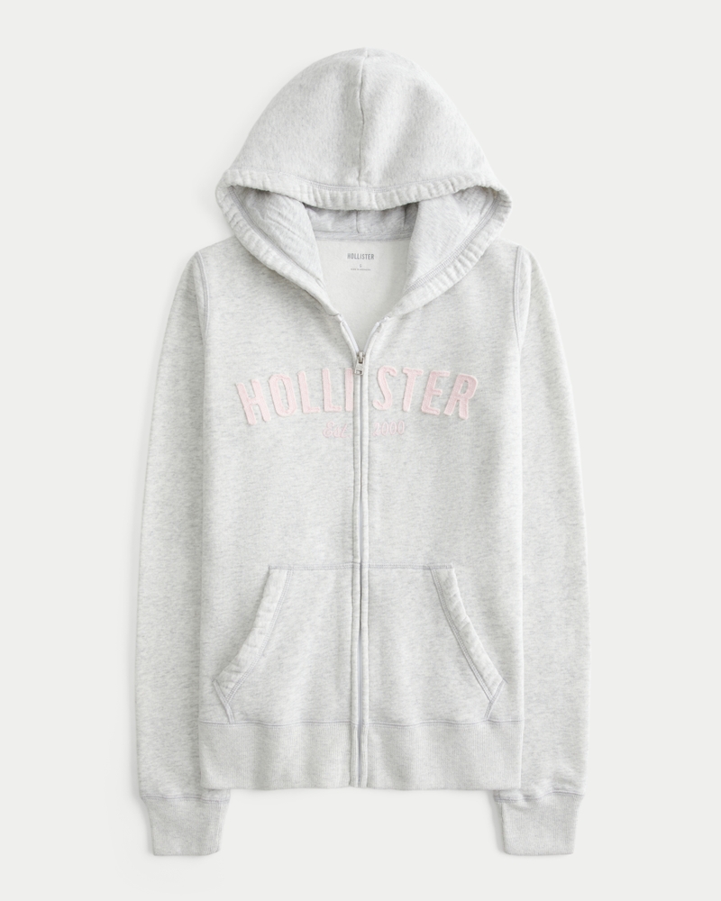 logo pattern zip-up hoodie